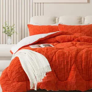 Fluffy Comforter Set Twin, Burnt Orange Winter Fleece Comforter Ultra Soft & Extra Pluffy Plush Comforter Set, Cozy Fuzzy Bed Comforter 2 Pieces (1Comforte