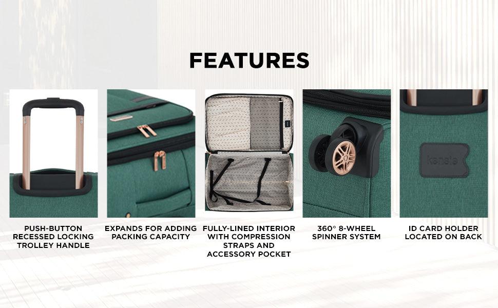 [kensie] Hudson Softside Spinner Luggage, 3-Piece Set (28"/20"/16")