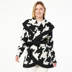 MarlaWynne WynneCollection SoftKNIT Patterned Sweater Knit Coat