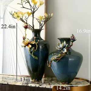 FABUORNA Luxury Vase [Flower of Joy-C Series], Decorative Vase, Modern Vase, Original Exquisite Vase, Vase with Enamel Decoration (Tall)