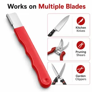 Professional Knife Sharpener, Manual Blade Sharpening Tool for Kitchen Knives, Scissors & Garden Shears, Compact Whetstone Sharpener for Home Cooking & BBQ Prep