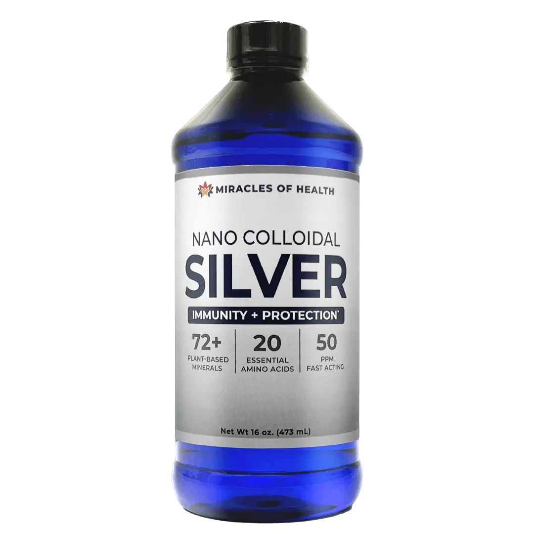 Miracles of Health Nano Colloidal Silver 50 ppm - 74+ Organic Minerals & 20 Essential Aminos for Immune Boost & Viral Protection
