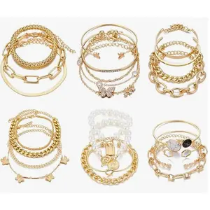 59/28/24 Pcs Boho Gold/Silver Chain Bracelets Set for Women,Plated Multiple Layered Stackable Open Cuff Wrap Bangle,Adjustable Link Italian Cuban Jewelry for Women,Christmas Party Gifts,Hand Tools Kits