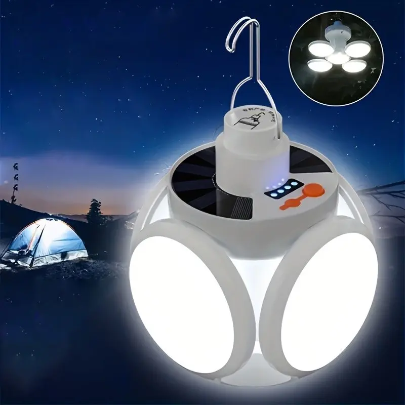 1/2/4pack Solar Foldable Handheld Lamp Set, Portable Design, Rechargeable LED Adjustable Flashlight, Emergency Light, Dimmable Camping Light, Outdoor Camping Lights, Camping Hiking Fishing Lanterns, Led Rechargeable Flashlights