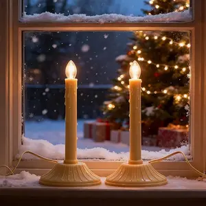 1 Light Beige C7 0.6W LED Candle Lamp 3FT Beige Wire UL Listed 2200K Warm White with 2 Spare Bulbs Kit