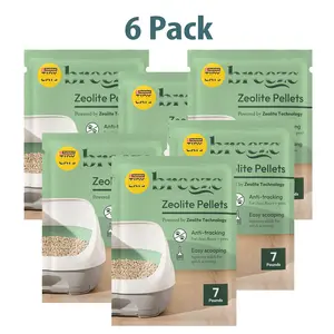 6 Pack Unscented Zeolite Pellet Cat Litter, 99.9% Dust Free Refill for Multi-Cat Litter Systems, 7 lbs