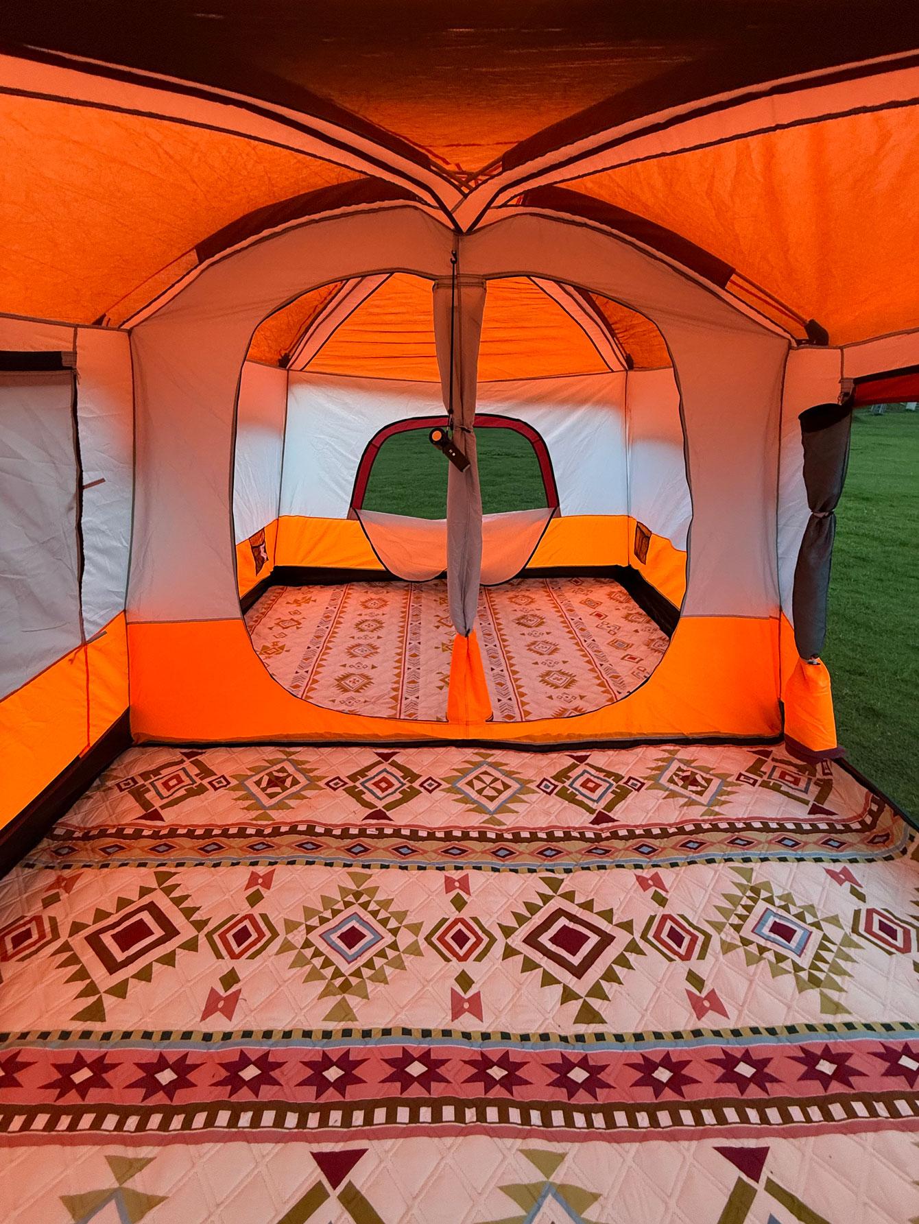 【Family Camping Tent】10-12 Person Extra Large Waterproof Easy Setup Oxford Straight Wall 2 Rooms Mesh Windows 3 Doors for Summer Camping Hiking Glamping Friends & Family Gatherings Camping Essentials National Park Week Labor Day Gift