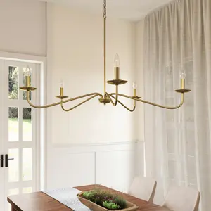 Gold 5-Light Dining Room Chandelier – Elegant Traditional Style