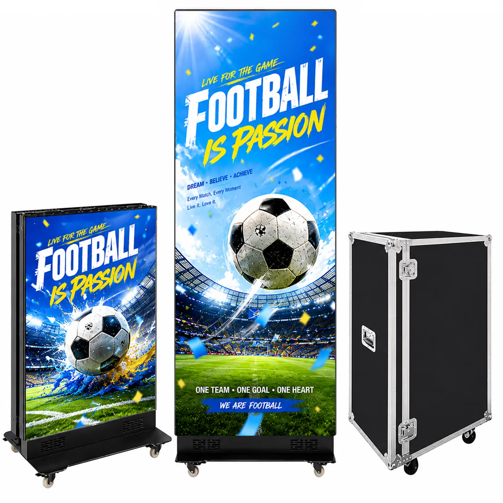 360SPB 80 Inch LED Digital Signage Display, Foldable Seamless Stitching Kiosk, P1.86 GOB LED Screen Poster With Flight Case Advertising Display With WiFi/USB/HDMI for Events& Rentals