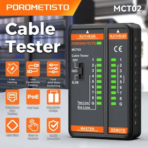 Porometisto Mct02 Network Cable Tester, Rj45/rj11 Telephone Connectivity Detector, Continuity Test Tool, Ethernet Wire Testing Instrument