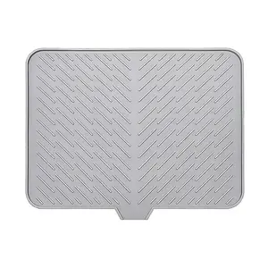 Silicone Large Size Dish Drying Mat with Built-in Drain Lip Dish Drainer Mats for Kitchen Counter Easy-Clean High Temperature Resistance Coaster, Perfect Gift for Valentine's Day Father's Day Mother's Day Anniversary Birthday