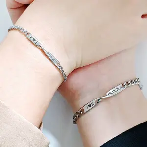 Stainless Steel Mobius Couple Bracelet Infinity Love Bracelet DIY Personalized Name Logo Valentine's Day Gift