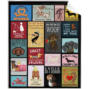 Dachshund Dog Pattern Throw Blanket - ​Super Soft Flannel Fleece Blanket for Gifts, Plush Lightweight Fuzzy Cozy Blanket Microfiber for Couch Sofa Bed All Season XS 40"x30" for Pets