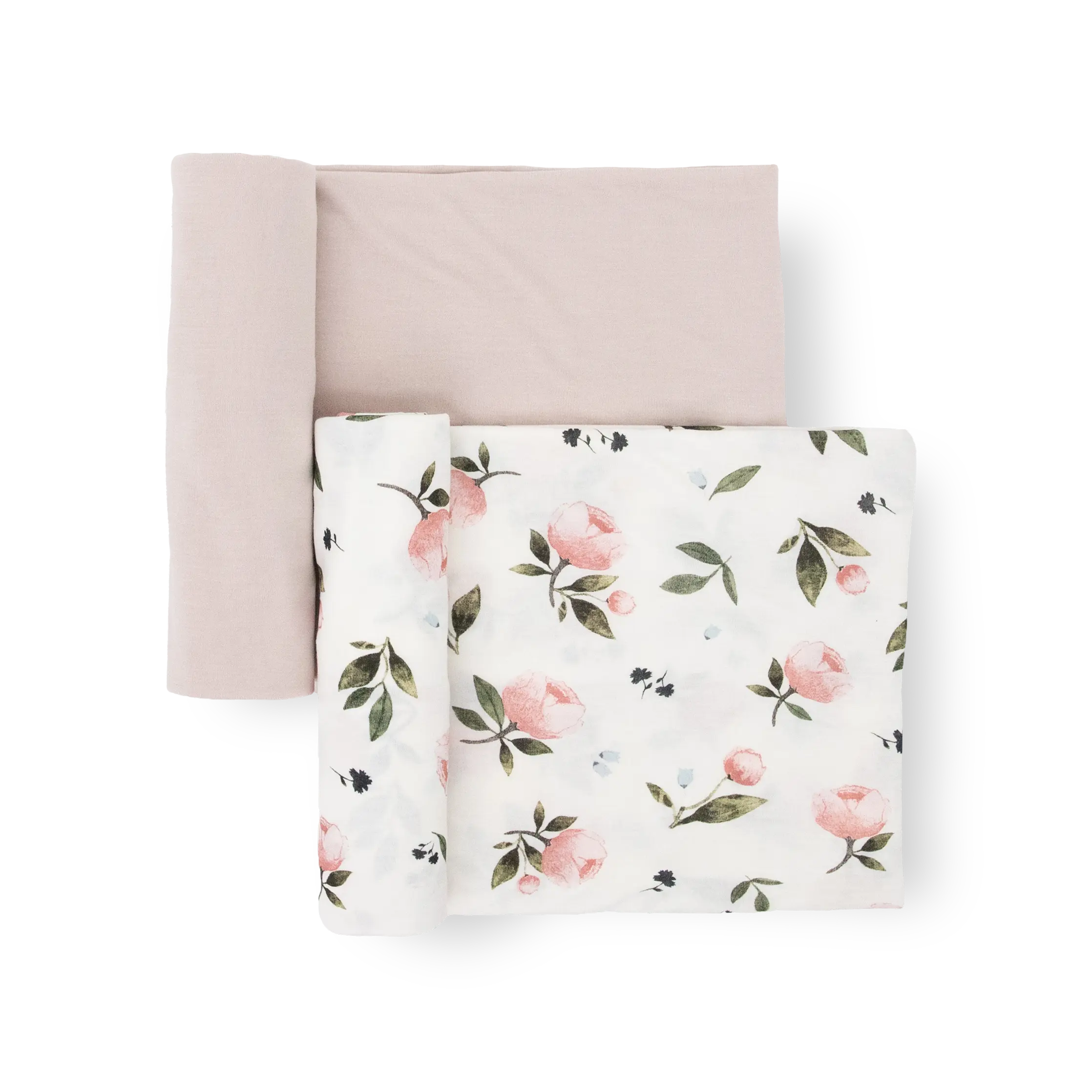 Stretch Knit Swaddle Blanket 2 Pack - Watercolor Rose