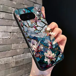 Rounded Edge Phone Case for Google Pixel 10 9 XL 8 7 Pro A  Magnolia Stained Dream Pattern Anti-Scratch Shockproof TPU Bumper Drop-proof Cover Cellphone Protective
