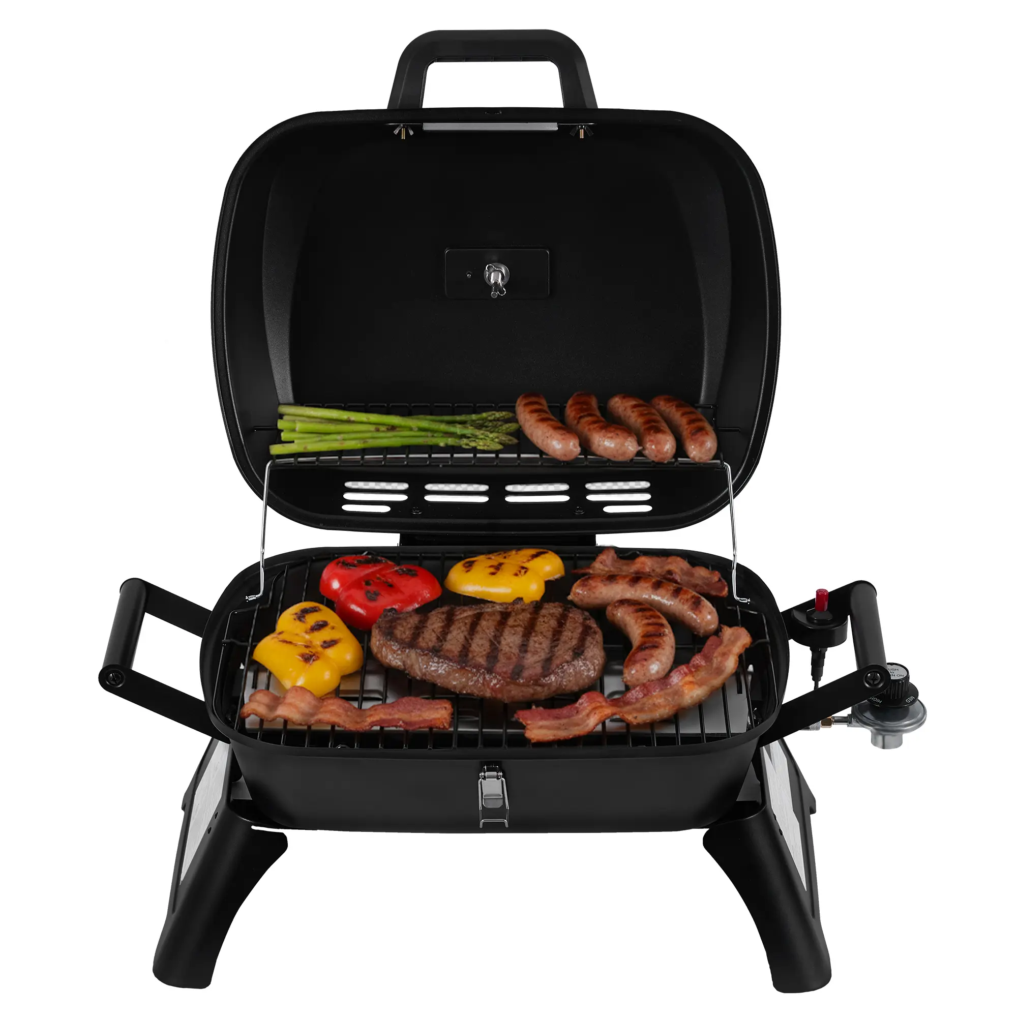 Royal Gourmet Portable Tabletop Gas Grill,Lightweight BBQ, 12,000 BTU Propane Grill with Foldable Legs, Piezo Ignition & Built-in Thermometer, Compact Outdoor Grill for Camping, Tailgating & Travel