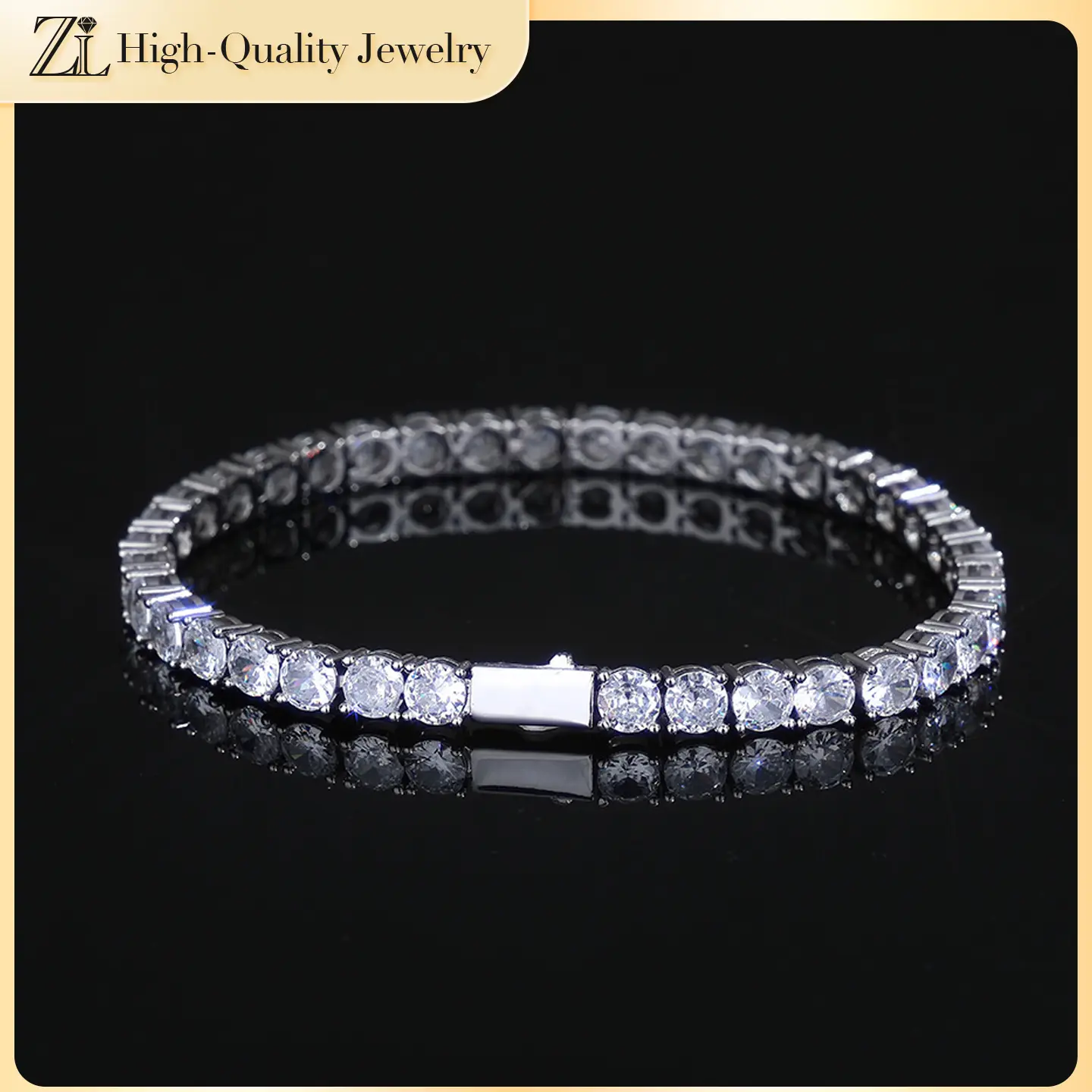 4-5mm Round Cut Waterproof Tennis Bracelet for Men Women, Unisex Hip Hop Chain with 5A Cubic Zirconia classic tennis bracelet – hypoallergenic gold Bracelets, Comes with Gift Box, Anniversary Birthday Engagement Gift