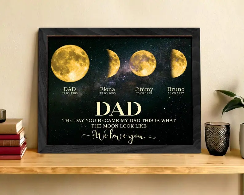 Personalized Dad Moons Phase 10"x8" Frame with Kids Names, The Day You Became My Dad Gift, Moons Phase Frame, Father's Day Gift, Gift for Daddy, Father's Day Gifts, Fathers Day Gift Ideas 2026