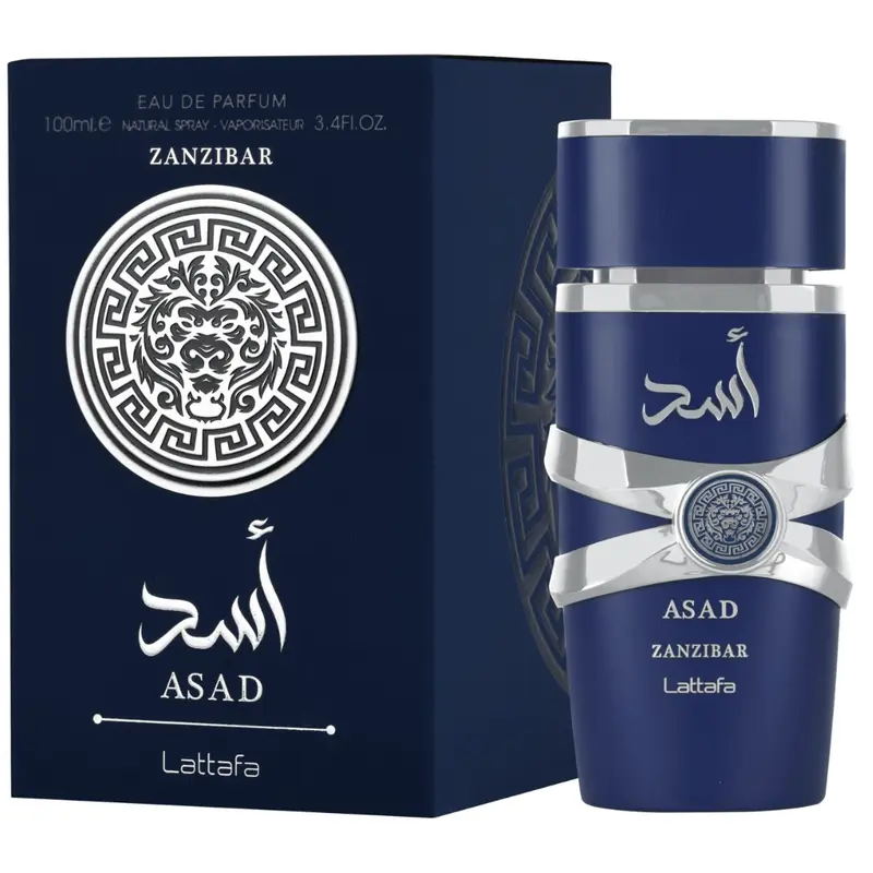 Lattafa Asad Zanzibar for Men Eau de Parfum Spray 3.4 Ounce Coconut Fragrance with Black Pepper & Sea Lavender Top Notes