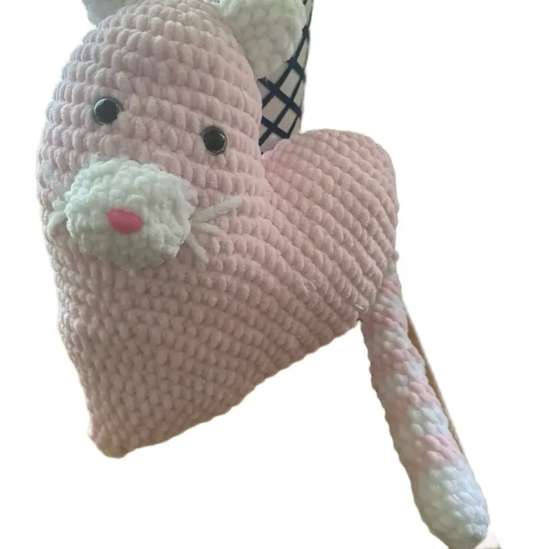 Valentines Heart Cat Plushie - Cute Pink Plush Toy with Heart Design for Valentine's Day Gift