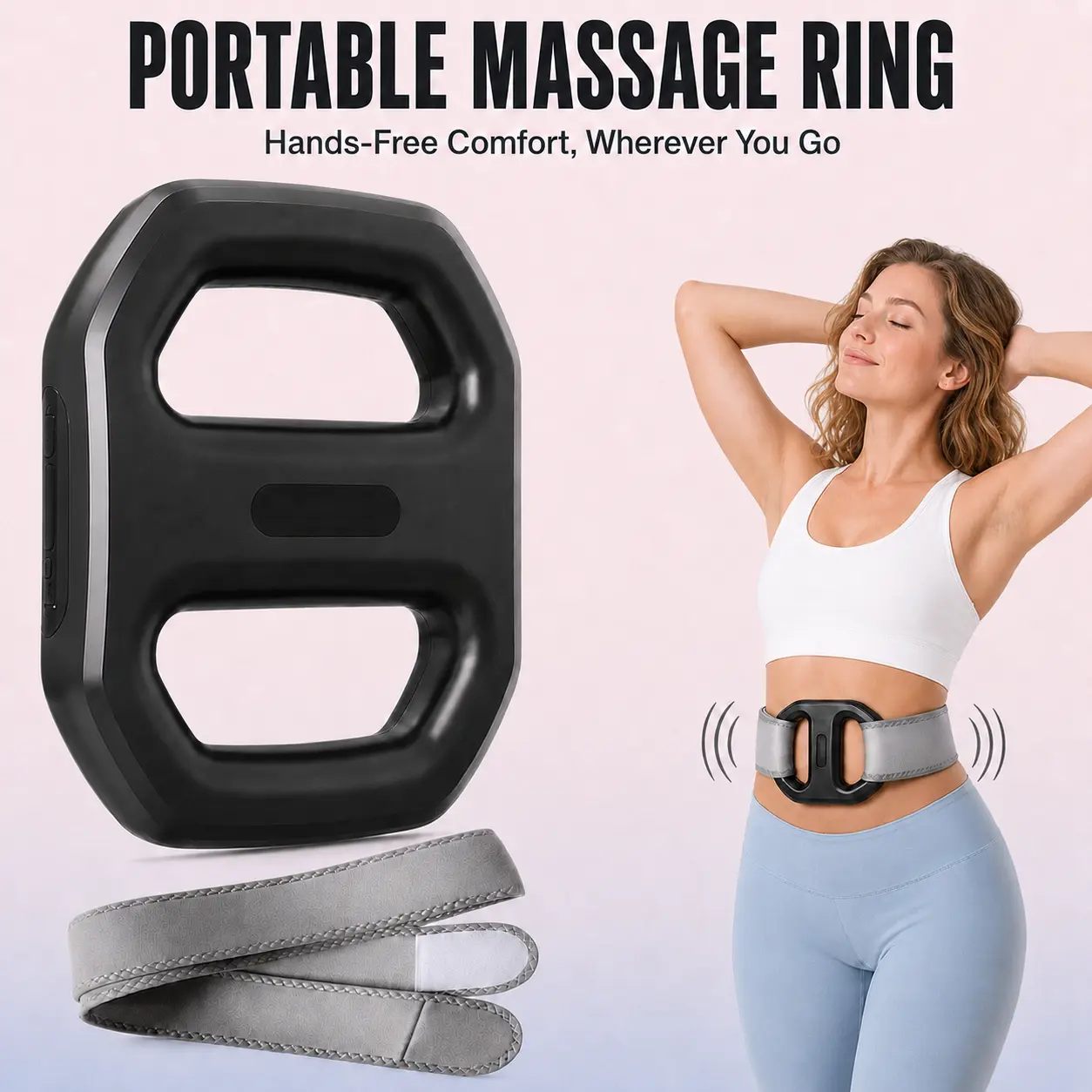 Electric Fascia Ring Massager for Belly Arms Legs – 4 Modes 3 Intensities Portable Muscle Relaxation
