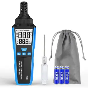Temperature Humidity Meter,  Digital Hygrometer with Ambient, Dew Point, Wet Bulb Temperature for Indoor Outdoor, Thermometer with Min/Max, Data Hold, LCD Backlight, TH11
