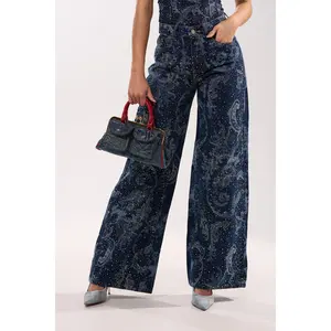 ELEVATED WIDE LEG DENIM WITH RHINESTONES