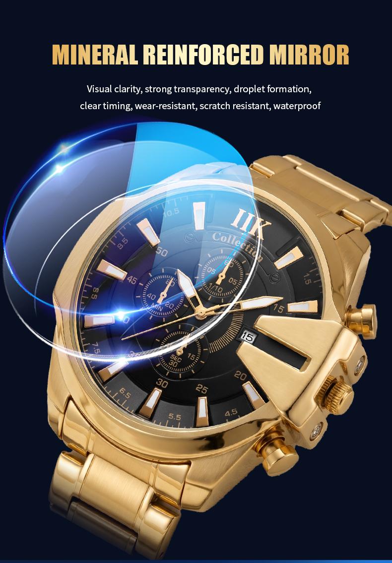 Swiss Quality Luxury Chronograph Watch for Men - Gold Tone Sport Wristwatch with Black Dial, Luminous Hands & Date Window