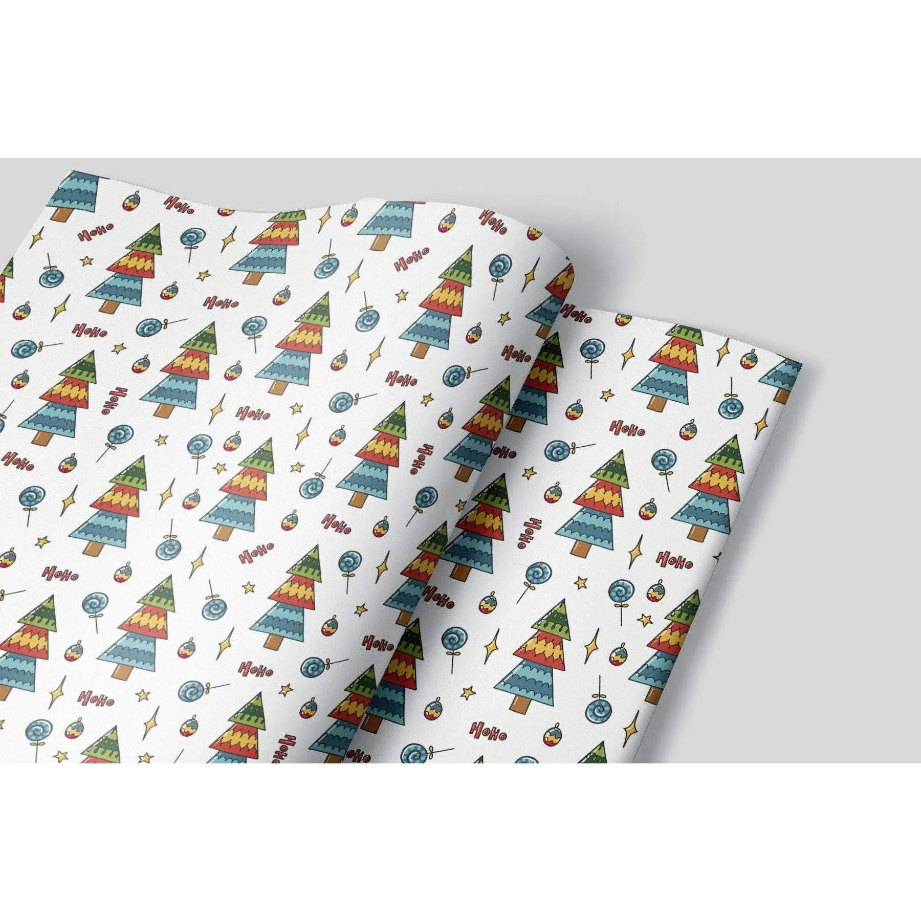 3-Pack Festive Christmas Trees Wrapping Paper Sheets for Gift Wrapping
