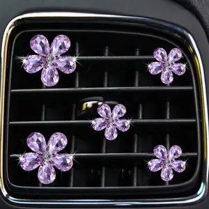 5pcs Crystal Flower Vent Clip - Perfect for Home and Car