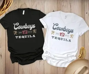 Cowboys and Tequila T-Shirt, Western Shirt, Barbecue Party Tee, Cricut & Silhouette Z