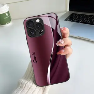 Elegant curved design burgundy pattern phone case protective cover suitable for iPhone 17 16 15 14 13 12 11 pro max, shockproof and durable phone case, anti-shock and anti-fall smartphone cover