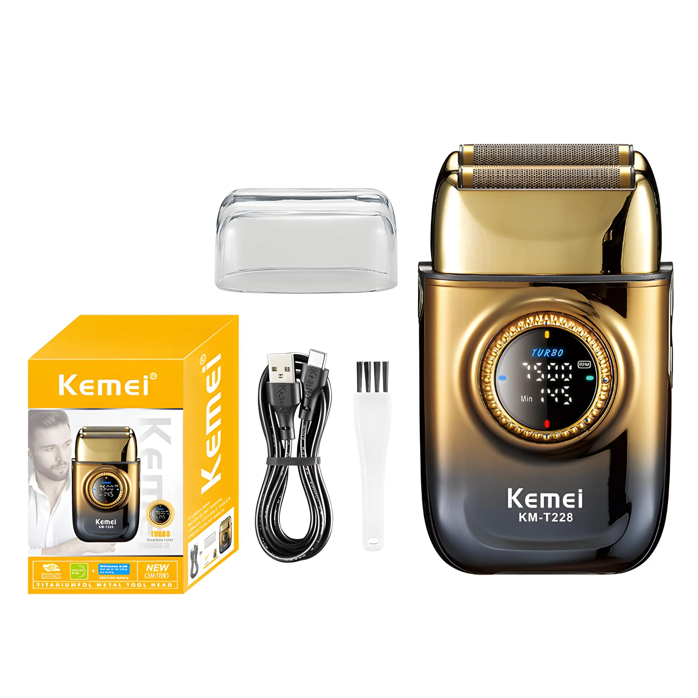 Km-T228 Rechargeable Shaver, Adjustable Power USB Fast Charging, Home & Salon Use, High Efficiency Electric Razor for Men, Rechargeable Shaver Machine