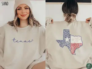 Texas T-Shirt Sweatshirt | Women's Texas Flag Crewneck | Texas Home State Pride | Texas Gift | TX Shirt | Lone Star State Shirt | Texas Hoodie