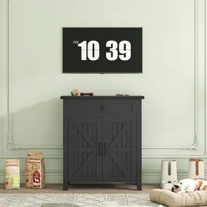 Multi-function Storage Cabinet 20 Gallon Farmhouse Aquarium Stand With Charging Station, Reptile Tank Stand Terrarium Stand with Drawer and Cabinet Storage,  27.6"×15.7" Tabletop, without Fish Tank, Black