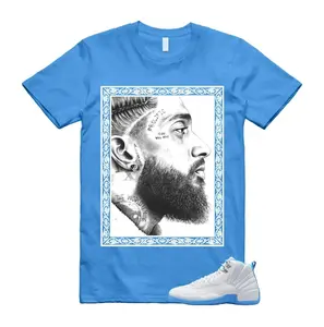 Carolina Blue Shirt Matching Melo 12 Sneaker, Melo White Blue Outfit Tee, Sneaker Matching Graphic Shirt, Casual Streetwear Cotton T-Shirt for Men Women