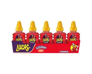 Lucas Gusano Chamoy Liquid Candy, 10 Count, Sweet, Savory, Mexican Candy, Dulces Mexicanos, Snack, Bonbon