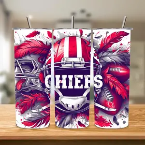 Football Chiefs 20oz Skinny Tumbler Wrap, Sport Mascot Tumbler