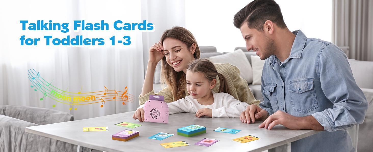 KIDGENIUS Bilingual Vocabulary Flash Card Learning Machine Interactive Audio Learning Toy for Kids English and Spanish Safe Durable Educational Gift