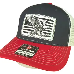 Richardson Eagle Patch Trucker Hat - Laser Engraved Snapback with Mesh Back - Adjustable Cap - Structured 6-panel Design -Eagle Patch Trucker Hat – Laser Engraved Snapback with Mesh Back –  Adjustable Cap
