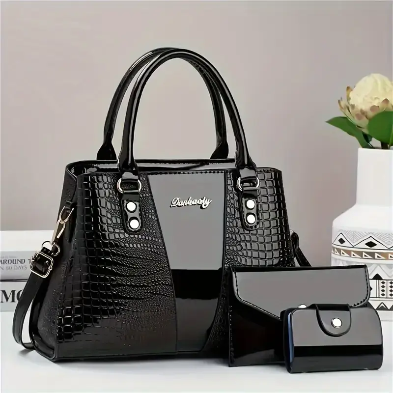25 year new color stone pattern random design European women's handbag three piece set