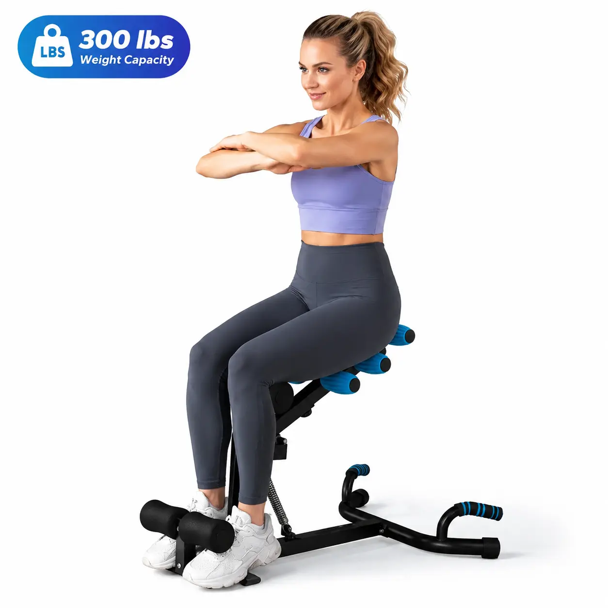 Iron Adjustable Deep Squat Machine - 2-Level Height, 4-Level Resistance Adjustment, 300lbs Weight Capacity, 18.5lbs Plastic Build, Push Up & Strength Training Gear for Leg Shaping, Glutes - Home Gym Fitness Equipment, Ab Workout, Squat Workout, 2-Level He