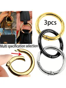 Multi-Purpose Metal Carabiner O-Ring, Silver Color Spring Open Round Hook, Safety Spring Clip for Bag Accessories Keychain Attachment