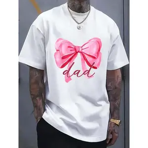 100% Cotton Shirt Dad Pink Bow Birthday Shower Family Pink Ribbon T-Shirt