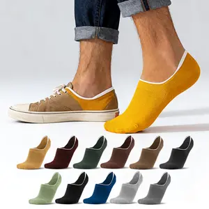 Mqamex Men's 10-Pair Polychrome Minimalist Invisible No-Show Socks, Summer Menswear Athletic Style, Plain Cotton Blend Fabric, Lightweight Breathable Moisture-Wicking, Stay-Up Fit with Non-Slip Grip, Machine Washable