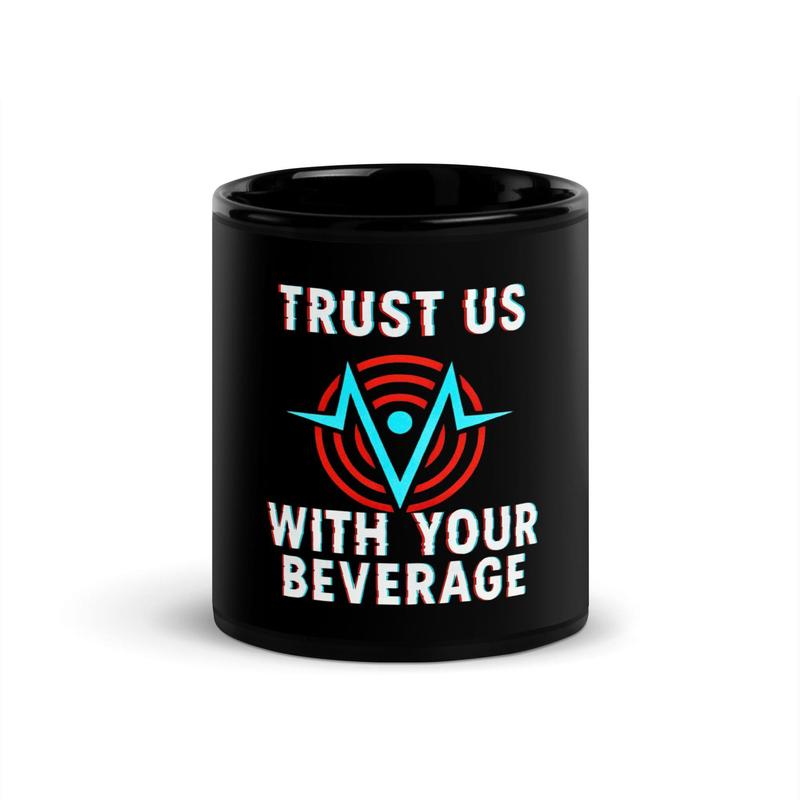 Hazbin Hotel Trust Us with Your Beverage Ceramic Coffee Mug, The Vees Vox, Velvette, Valentino RadioStatic Ceramic Accent Coffee Mug
