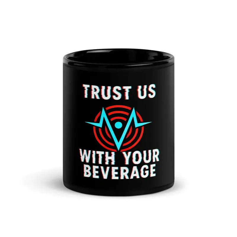 Hazbin Hotel Trust Us with Your Beverage Ceramic Coffee Mug, The Vees Vox, Velvette, Valentino RadioStatic Ceramic Accent Coffee Mug
