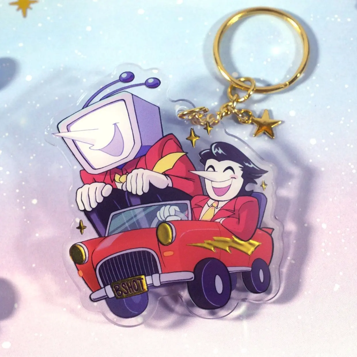 Spamton and Tenna Deltarune Gold Foil Cungadero Keychain