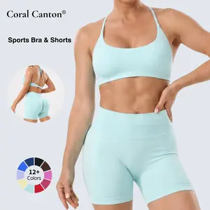 Coral Canton sports Bra & Shorts Set SummerVibes