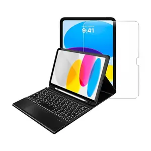 SaharaCase Apple 10.9" iPad (10th Generation) Protection Kit Bundle - Keyboard Case with Track Pad with Tempered Glass Screen - Black Accessories Bluetooth